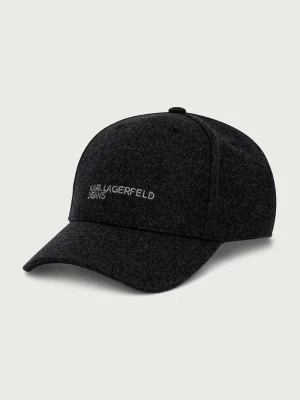 Karl Lagerfeld Jeans czapka z daszkiem damska z wełną czarny