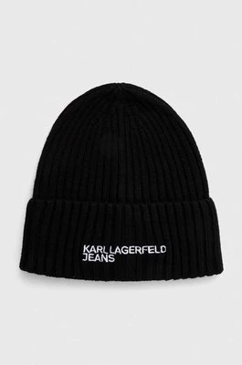 Karl Lagerfeld Jeans czapka z domieszką wełny kolor czarny 245J3405