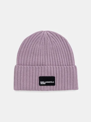 Karl Lagerfeld Jeans czapka z wełną kolor fioletowy A3W33111