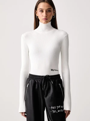 Karl Lagerfeld Jeans golf damski z wiskozą biały