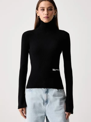 Karl Lagerfeld Jeans golf damski z wiskozą czarny