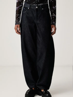 Karl Lagerfeld Jeans jeansy barrel damskie granatowy