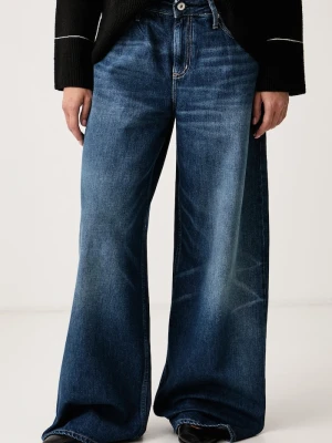 Karl Lagerfeld Jeans jeansy wide leg damskie granatowy