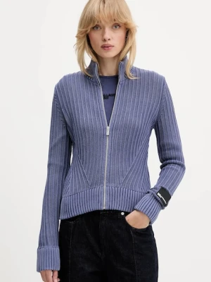 Karl Lagerfeld Jeans kardigan bawełniany damski kolor fioletowy A4W18017