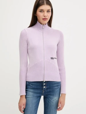Karl Lagerfeld Jeans kardigan bawełniany damski kolor fioletowy lekki A3W18010
