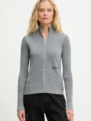 Karl Lagerfeld Jeans kardigan bawełniany damski kolor szary lekki A3W18010