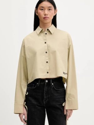 Karl Lagerfeld Jeans koszula bawełniana damska kolor beżowy regular z kołnierzykiem klasycznym B1W11027