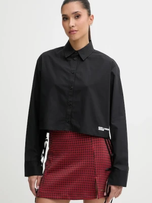 Karl Lagerfeld Jeans koszula bawełniana damska kolor czarny regular z kołnierzykiem klasycznym B1W11027
