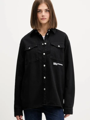 Karl Lagerfeld Jeans koszula jeansowa damska kolor czarny relaxed z kołnierzykiem klasycznym A4W11033