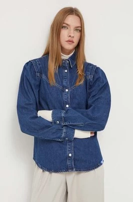 Karl Lagerfeld Jeans koszula jeansowa damska kolor granatowy regular z kołnierzykiem klasycznym