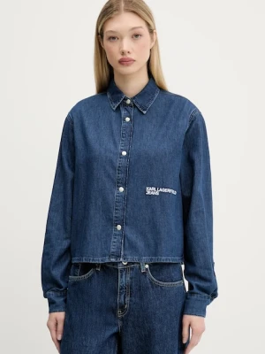 Karl Lagerfeld Jeans koszula jeansowa damska kolor granatowy regular z kołnierzykiem klasycznym A3W11002