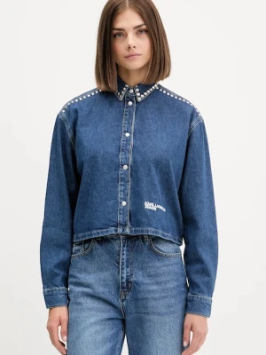 Karl Lagerfeld Jeans koszula jeansowa damska kolor granatowy relaxed z kołnierzykiem klasycznym A4W11002