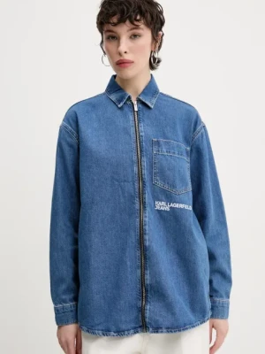 Zdjęcie produktu Karl Lagerfeld Jeans koszula jeansowa damska kolor niebieski relaxed z kołnierzykiem klasycznym A2W11020