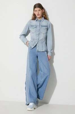 Karl Lagerfeld Jeans koszula jeansowa damska kolor niebieski slim z kołnierzykiem klasycznym