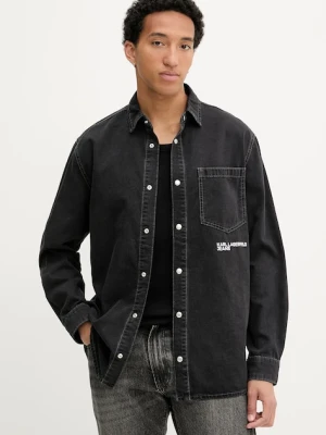 Karl Lagerfeld Jeans koszula jeansowa męska kolor czarny regular z kołnierzykiem klasycznym A3M16001