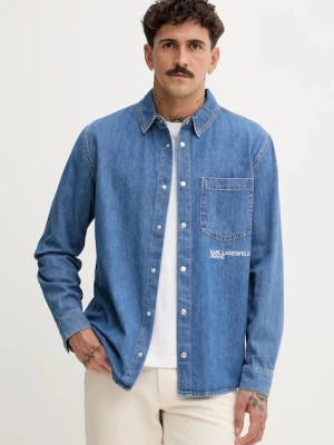 Karl Lagerfeld Jeans koszula jeansowa męska kolor granatowy regular z kołnierzykiem klasycznym A4M16001