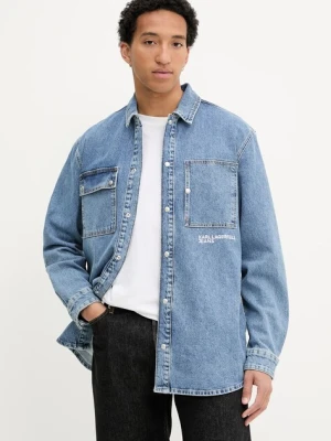 Karl Lagerfeld Jeans koszula jeansowa męska kolor niebieski regular z kołnierzykiem klasycznym A3M16004