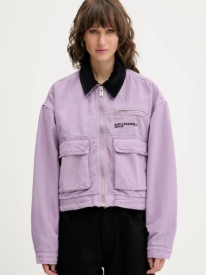 Karl Lagerfeld Jeans kurtka bawełniana kolor fioletowy przejściowa oversize A3W14016
