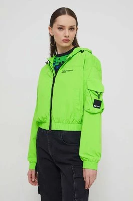 Karl Lagerfeld Jeans kurtka damska kolor zielony przejściowa
