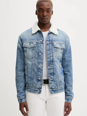 Karl Lagerfeld Jeans kurtka jeansowa kolor niebieski przejściowa A4M14014