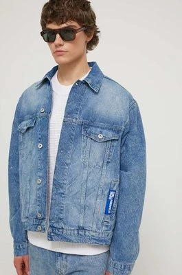 Karl Lagerfeld Jeans kurtka jeansowa męska kolor niebieski przejściowa oversize
