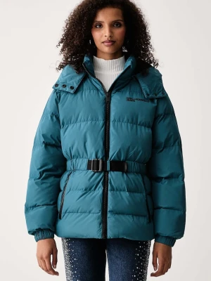 Karl Lagerfeld Jeans kurtka pikowana damska turkusowy