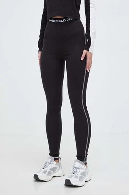 Karl Lagerfeld Jeans legginsy damskie kolor czarny z aplikacją
