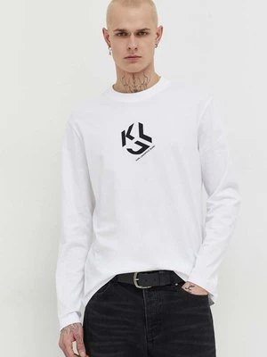 Karl Lagerfeld Jeans longsleeve bawełniany kolor biały z nadrukiem