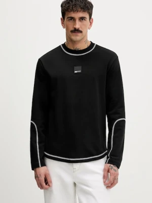 Karl Lagerfeld Jeans longsleeve bawełniany kolor czarny z aplikacją B1M17071