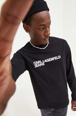 Karl Lagerfeld Jeans longsleeve bawełniany kolor czarny z nadrukiem