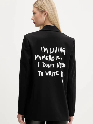 Karl Lagerfeld Jeans marynarka kolor czarny jednorzędowa z nadrukiem A4W14022