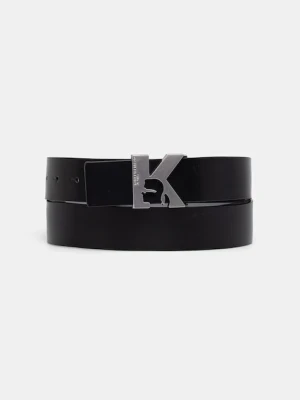 Karl Lagerfeld Jeans pasek dwustronny męski skórzany czarny