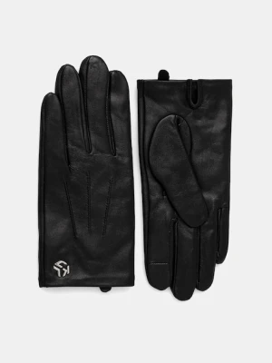 Karl Lagerfeld Jeans rękawiczki skórzane damskie kolor czarny A4W33092