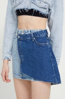 Karl Lagerfeld Jeans spódnica jeansowa kolor niebieski mini rozkloszowana