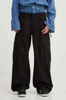 Karl Lagerfeld Jeans spodnie bawełniane kolor czarny high waist 245J1004