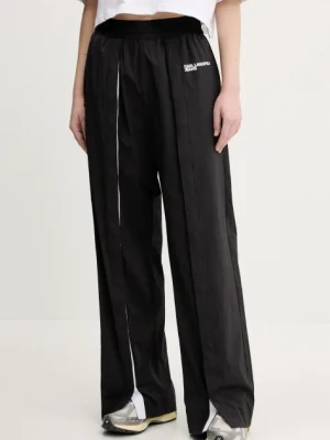 Karl Lagerfeld Jeans spodnie damskie kolor czarny szerokie high waist A2W10024
