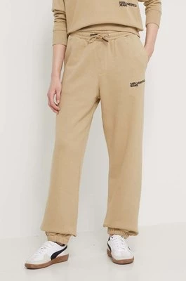 Karl Lagerfeld Jeans spodnie dresowe kolor beżowy z aplikacją