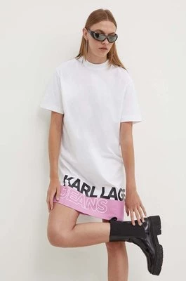 Karl Lagerfeld Jeans sukienka bawełniana kolor biały mini oversize 245J1311