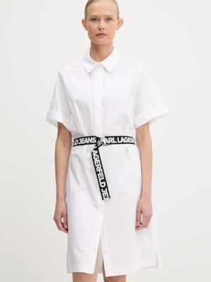 Karl Lagerfeld Jeans sukienka bawełniana kolor biały mini prosta A3W13030