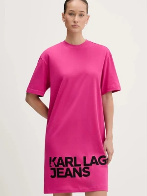 Karl Lagerfeld Jeans sukienka bawełniana kolor różowy mini prosta B1W13054