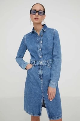 Karl Lagerfeld Jeans sukienka jeansowa kolor niebieski mini prosta