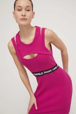 Karl Lagerfeld Jeans sukienka kolor różowy mini dopasowana