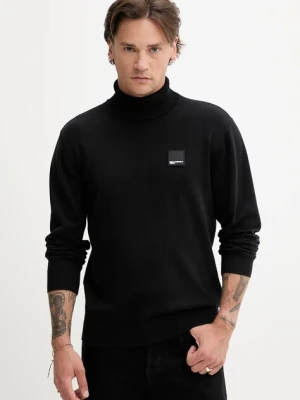Karl Lagerfeld Jeans sweter bawełniany kolor czarny lekki z golferm A3M18001