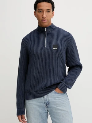 Karl Lagerfeld Jeans sweter bawełniany męski kolor granatowy z półgolfem A4M18034