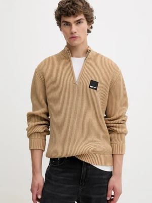 Karl Lagerfeld Jeans sweter bawełniany męski kolor zielony z półgolfem A4M18034