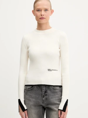 Karl Lagerfeld Jeans sweter damski kolor beżowy lekki A3W18006