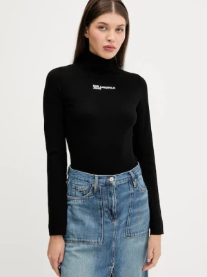 Karl Lagerfeld Jeans sweter damski kolor czarny lekki z golfem A3W18007