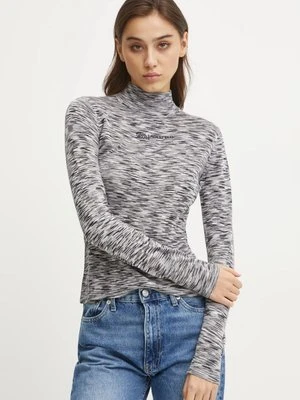 Karl Lagerfeld Jeans sweter damski kolor szary lekki z półgolfem A1W18025