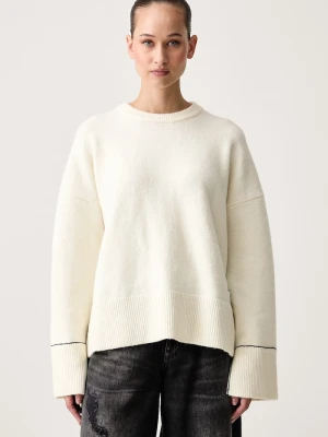 Karl Lagerfeld Jeans sweter damski z wełną beżowy