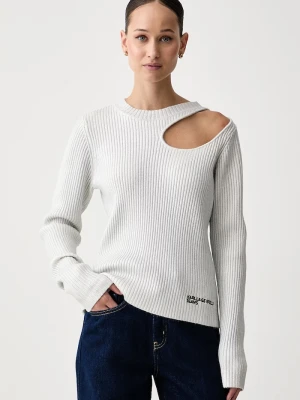 Karl Lagerfeld Jeans sweter damski z wełną srebrny
